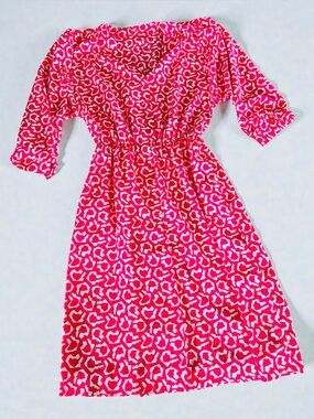 Vintage Pink Geometric Shoulder Pad Dress Secretary Dress M